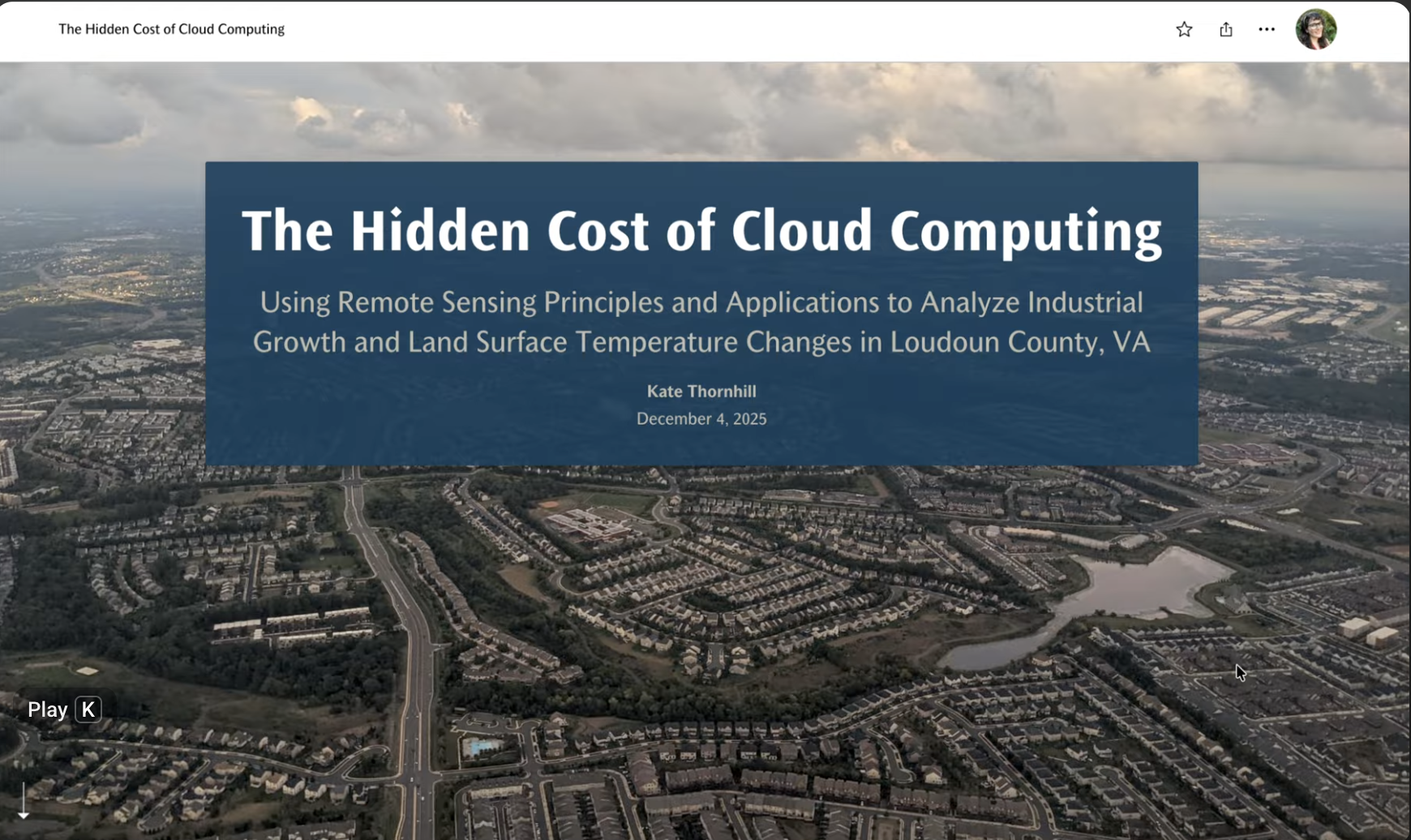 Interactive research project website available on ESRI Storymap